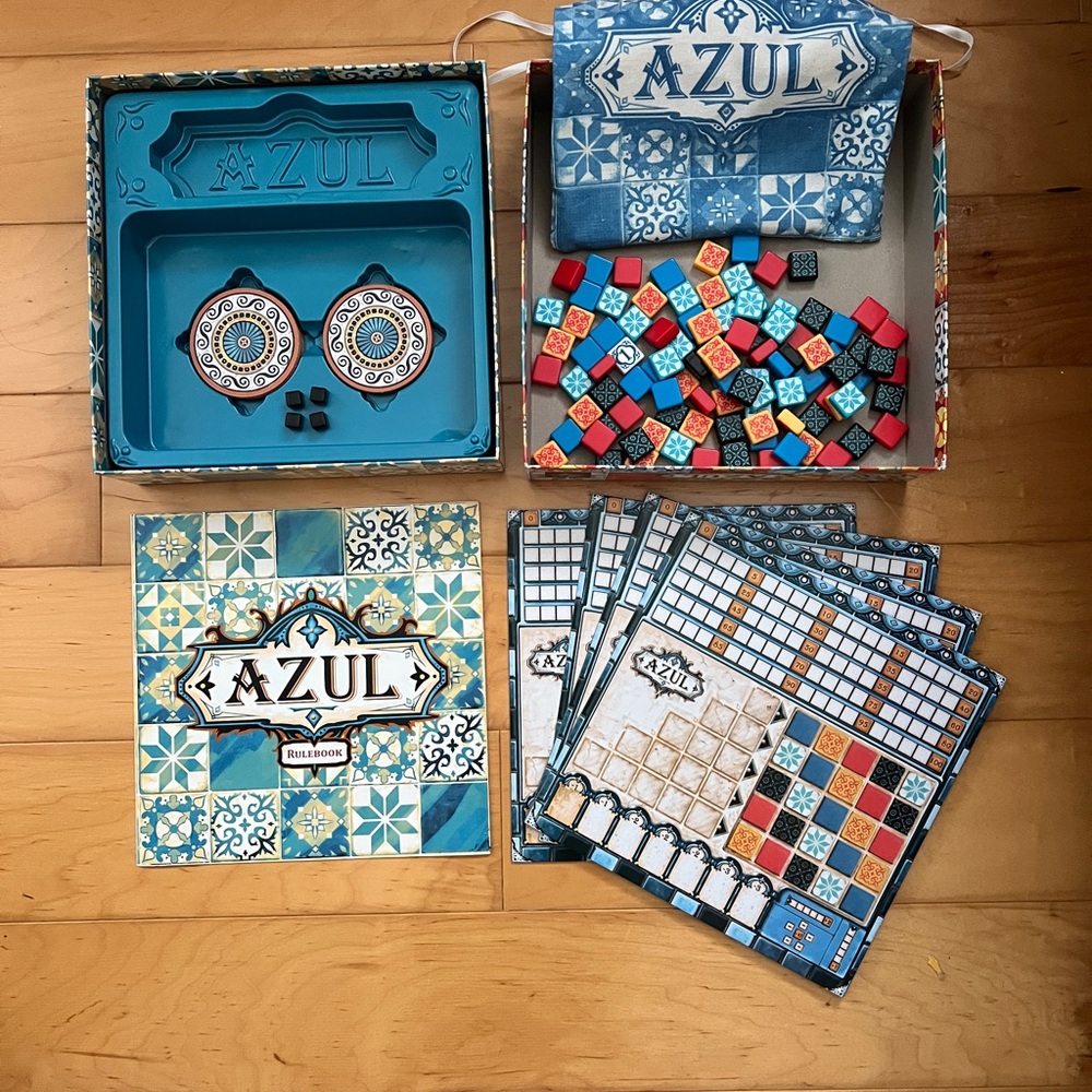 Azul Board Game with Tiles - Blue, Red, Black, Cream